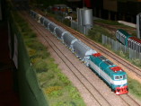La E 636 041 in corsa sul plastico del gruppo "E656" esposto a Carnate nel dicembre 2007